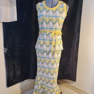 Vintage custom knitted blouse & long skirt set